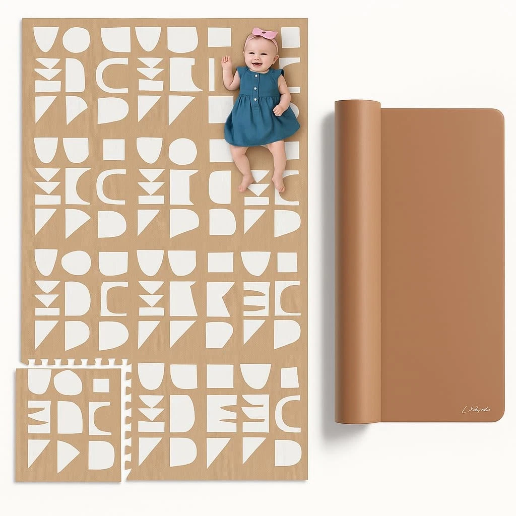 Lillefolk Baby Play Mat & Kids Table Mat 6x8ft Terracotta