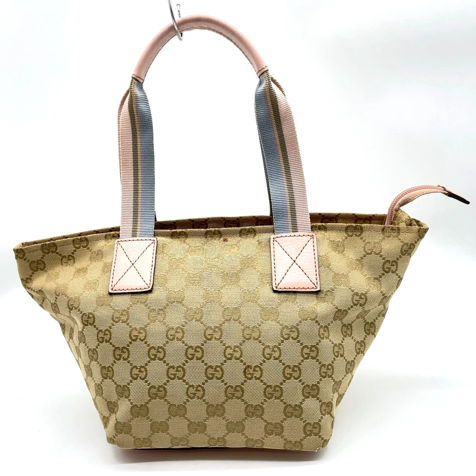 Auth Gucci GG Canvas Pink Leather Trim 131228 Tote Handbag W/Dust Bag NS111230 - Image 3 of 4