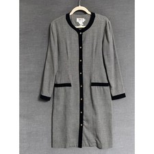 Vintage Talbots Suit Dress 8 Petite Glen Plaid Rayon Wool Button Front Sheath
