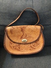 Vintage Hand Tooled Leather Purse Embossed