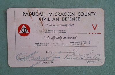 Paducah- McCracken KY Civil defense ID card with V for Victory & morse code