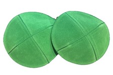 Suede Kippah Yarmulka Jewish Kippa Yamaka Kipah Kipot Stylish Green - NEW - 2PK