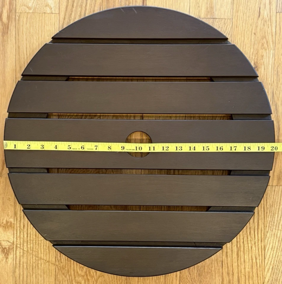 Pottery Barn Grande 20" Lazy Susan Madera Teñida Marrón con Agujero para Paraguas de 2" Foto 3 de 4