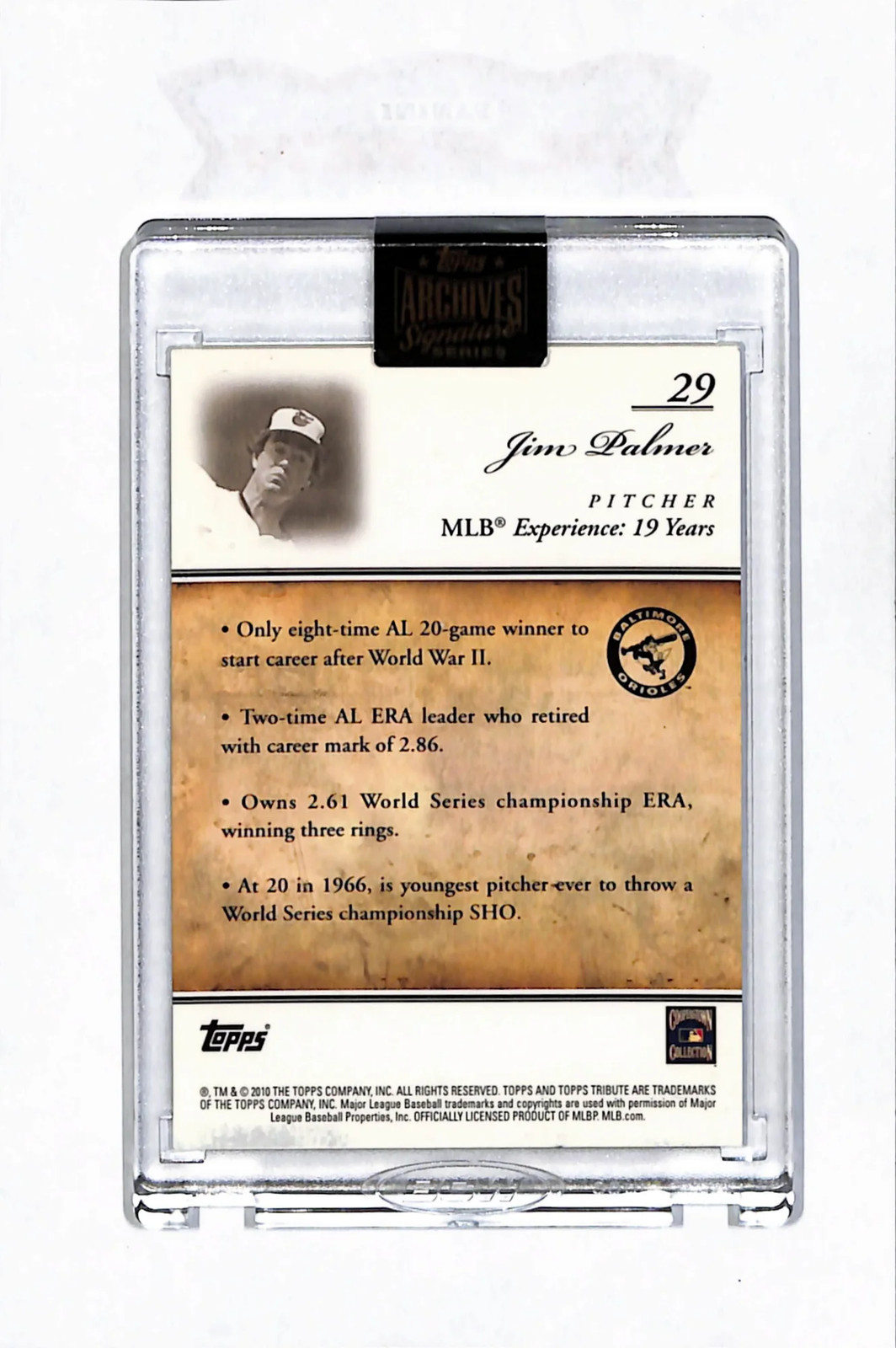 2016 Topps Archives Signature Series Tribute Jim Palmer #29 Refractor 1/1 Auto view 2