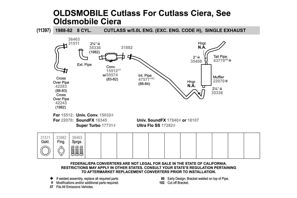 For Oldsmobile Cutlass Supreme 80-88 Walker Aluminized Steel Exhaust Front Pipe — 第 4/4 张图片