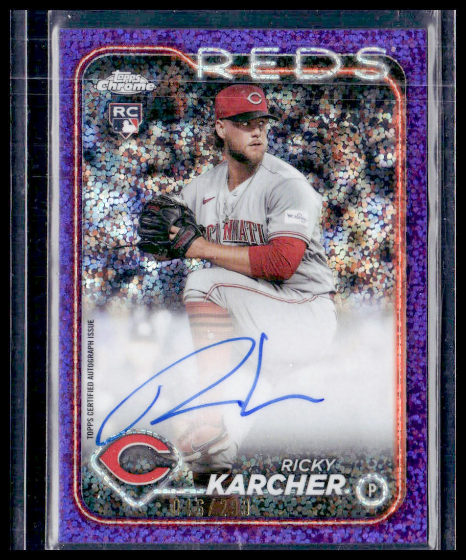 Ricky Karcher 2024 Topps Chrome Update Autograph Purple Speckle Ref /299
