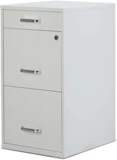 Lockable 3-Drawer Vertical File Cabinet for Letter Size Documents - White