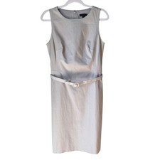 J. Crew Belted Sheath Dress Two-Way Cotton Stretch Gray Minimalist Office Size 4