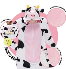 Pijama Kigurumi Vaca Mediano Disfraz Disfraz Nuevo Adorable Acogedor Unisex Adulto