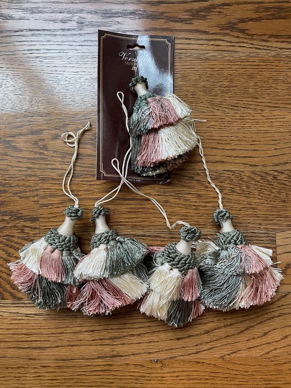 Versailles Trimmings, Tassels, Lot of 5, Ivory /Sage, /Tearose