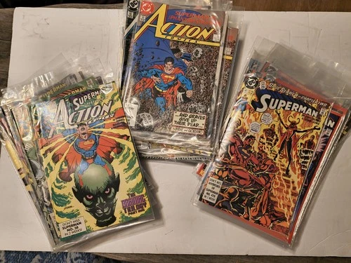 Mixed Lot of 64 Vintage DC Superman & Action Comics 1987-91 ***List in Photos***