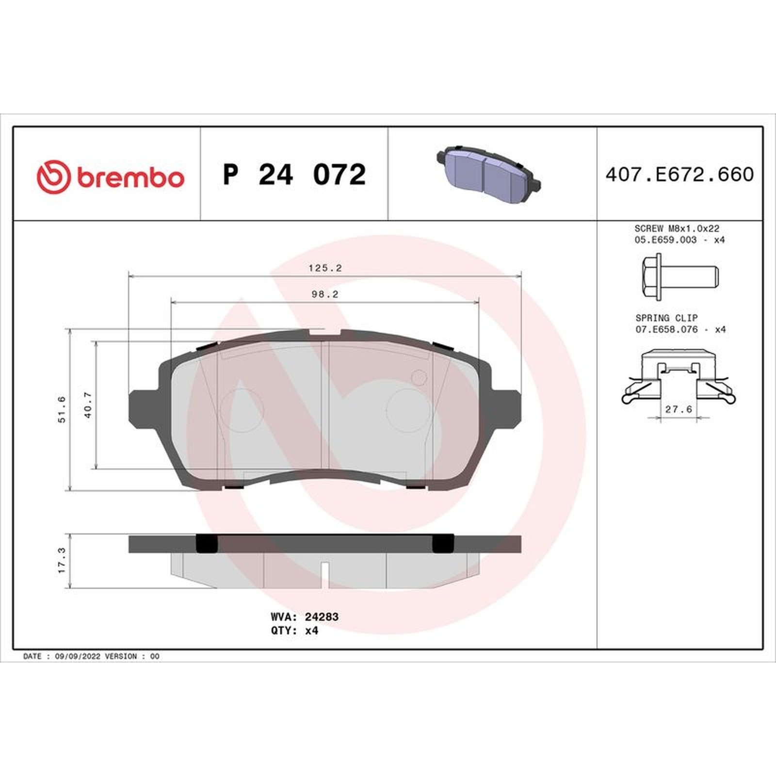 Front Brake Pad Set Fits Ford Fiesta Mazda 2 BREMBO - Image 13