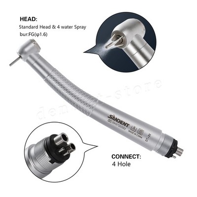 SANDENT Dental Hochgeschwindigkeits-Turbinenhandstück Standard 4-Port-Spray 4H