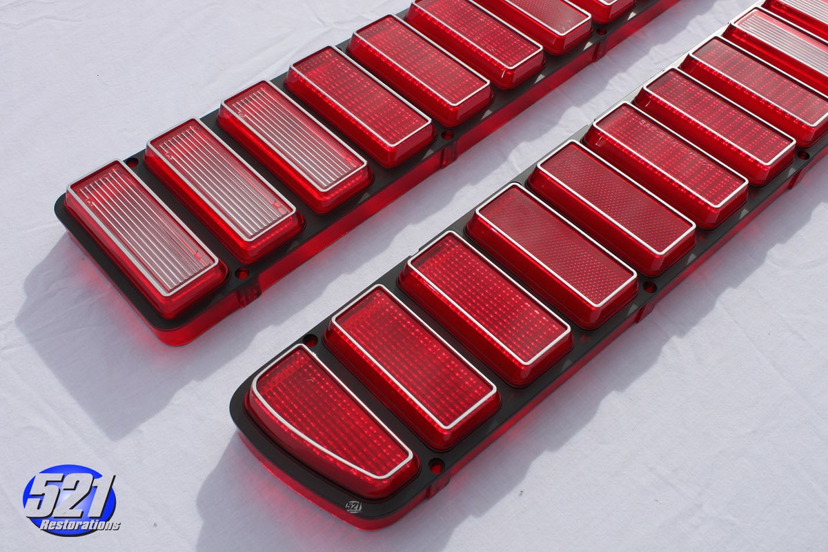 Tail Light Lens Lenses Silver Trim NEW Pair Fits 73 74 Dodge