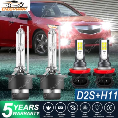 For Acura TL 2007-2008 D2S HID Xenon Headlight Hi-Lo Beam H11 LED FogLight Bulbs
