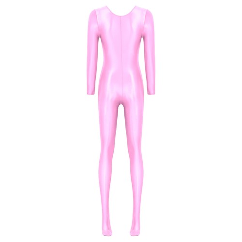 Womens Glossy Full Bodysuit Catsuit Yoga Dance Jumpsuit Round Neck Body Stocking - Picture 62 of 194