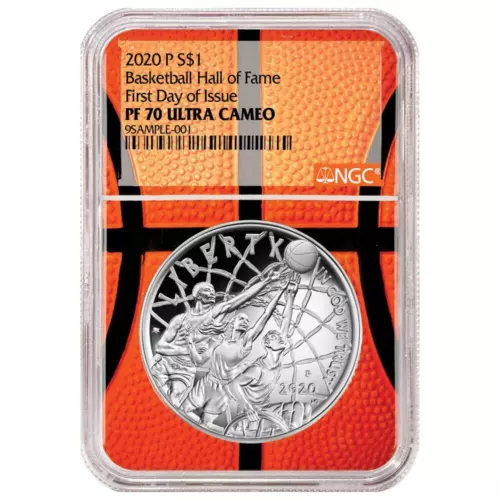 2020-P $1 Basketball Hall of Fame Silver Dollar Proof Coin NGC PF70 FDI Baske...