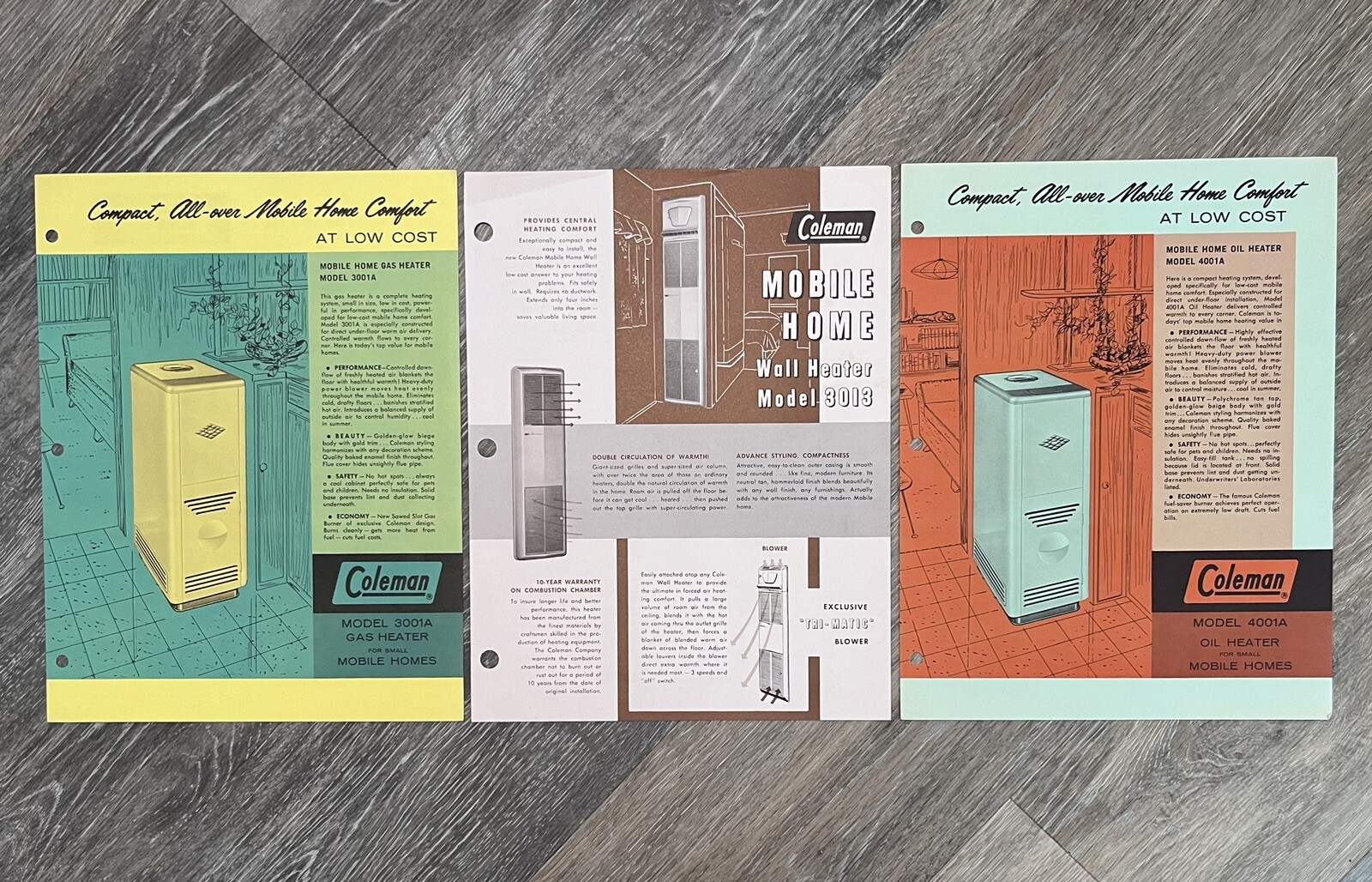 Vintage 50's 60's Coleman Mobile Home Wall Furnace AC u0026amp; Water Heater  Brochure | eBay
