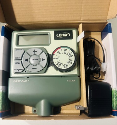 ORBIT EASY DIAL 6 STATION SPRINKLER TIMER #57596 WITH EASY SET LOGIC
