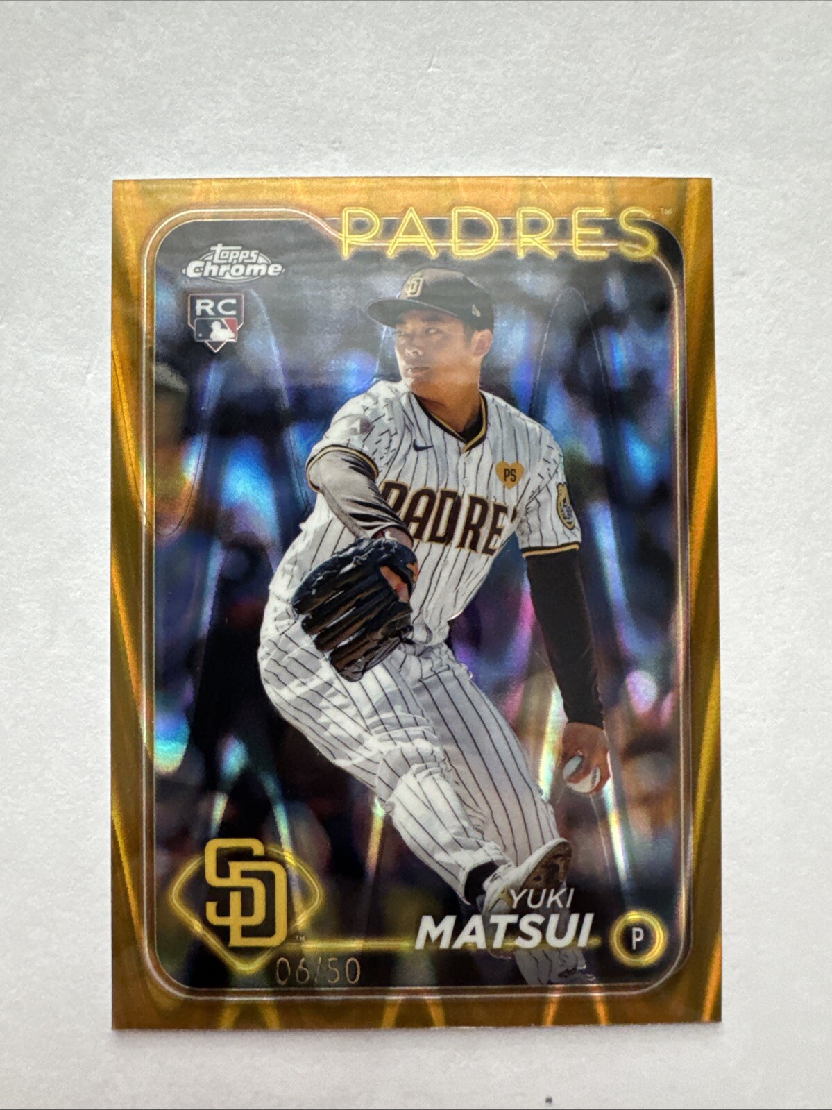 2024 TOPPS CHROME GOLD RAYWAVE REFRACTOR #116 YUKI MATSUI RC 06/50 PADRES