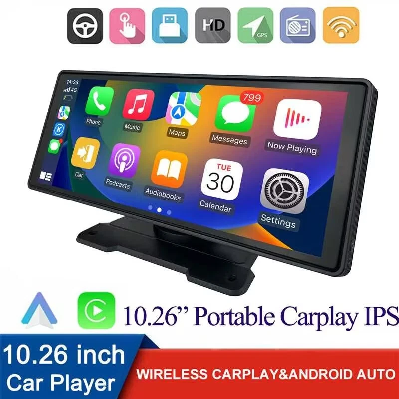 10.26" 2K Car Portable Wireless Apple CarPlay Android Auto FM Radio Touch Screen - Image 3 of 4