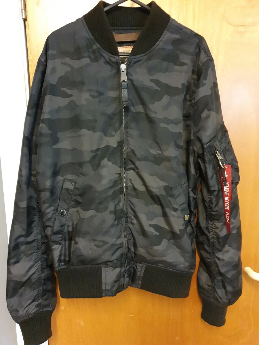 Alpha Industries Black Camoflauge Bomber Jacket Small End Clothing Authentic