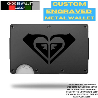 ROXY SURF LOGO - CUSTOM LASER ENGRAVING - THIN METAL - RFID BLOCK