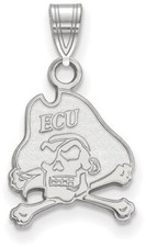 14K White Gold East Carolina University Small Pendant by LogoArt (4W002ECU)
