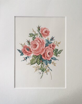 Original Gemälde Rosen Bukett Meißen v. S.Kreft Chemnitz Aquarell Grafik