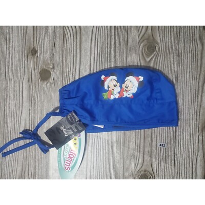 Disney Tooniforms Scrub Cap Minnie Mickey Royal Blue Tie Back Hat