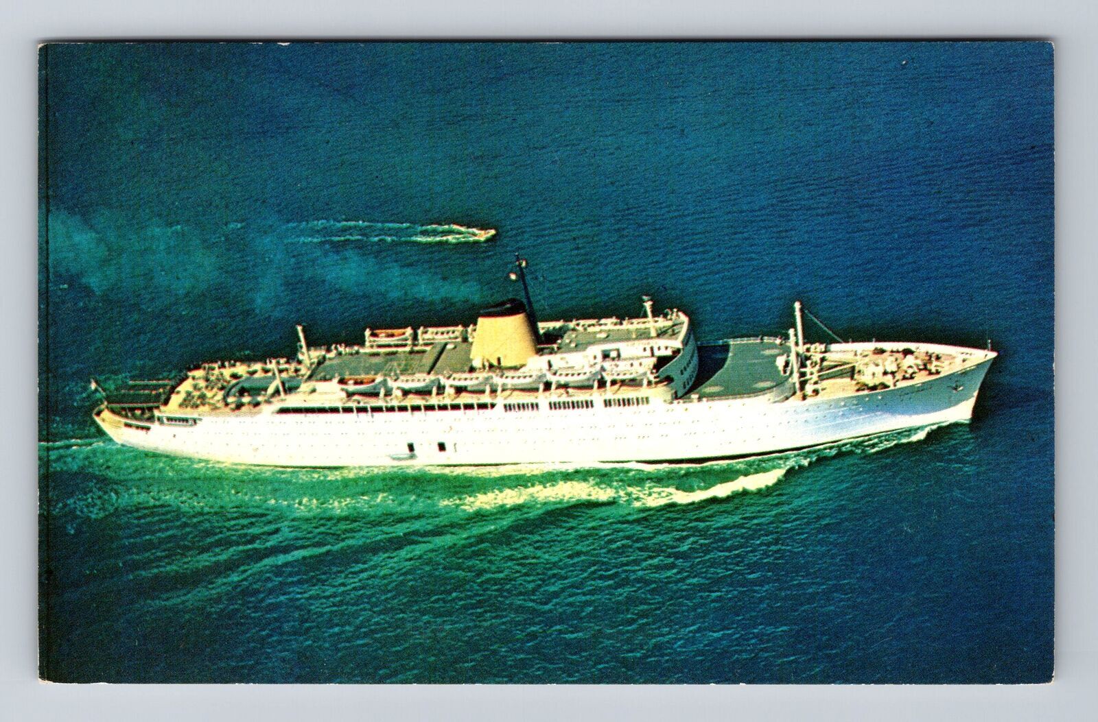 Aerial MS Victoria New Cruise Ship, Transportation, Antique, Vintage Postcard