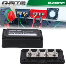 4 Way Bus Bar/Power Distribution Box Terminal Studs Black Heavy Duty 300A 48V DC