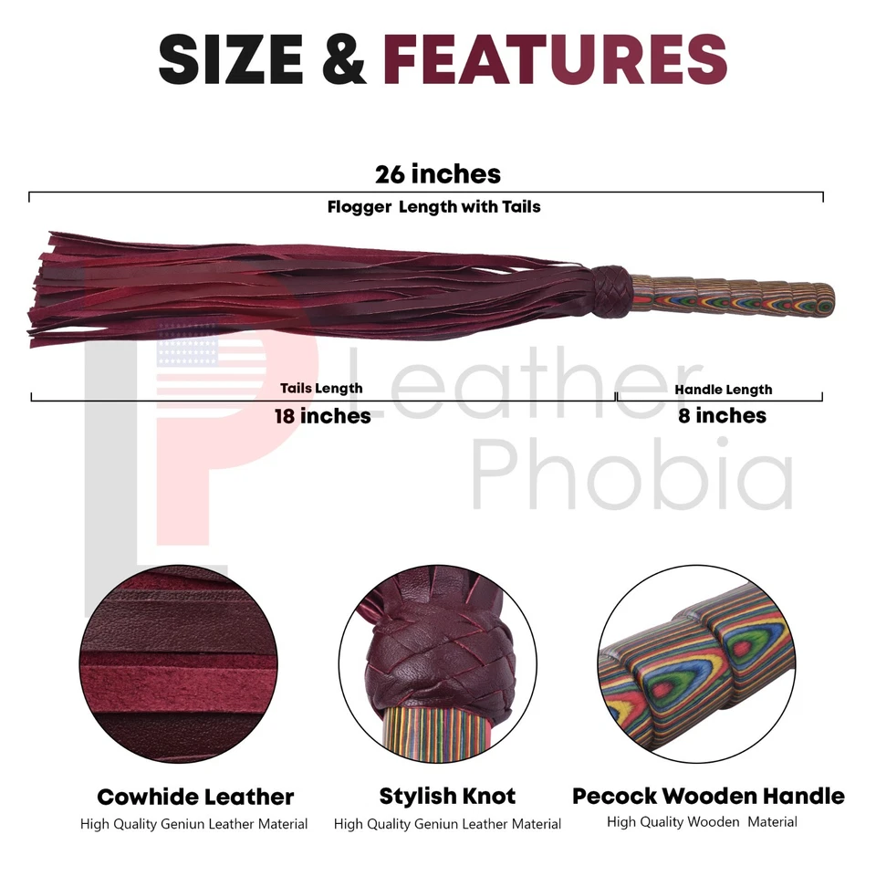 Látigo de cuero grueso de piel de vaca genuina 50 colas látigo de impacto pesado y rugoso Foto 2 de 3