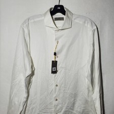 Canali Dress Shirt Men's XL White 100 Cotton Long Sleeve Italy MSRP 325 NWT
