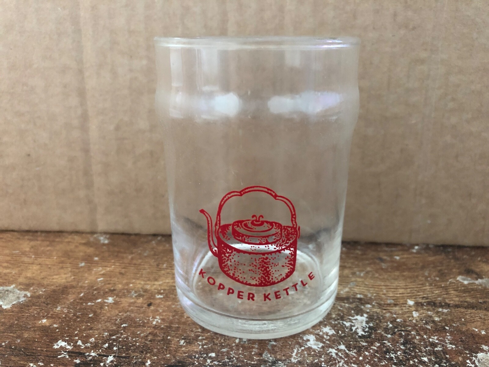 Vintage KOPPER KETTLE RESTAURANT Drinking Glass Copper Coffee Pot