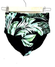 Palms Away High Waist Swim Bottoms XS Palm Leaf Design