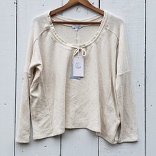 JOHNNY WAS CALME Tunnel Drawstring Crop Sweater Ecru IVORY Size M NEW - 138