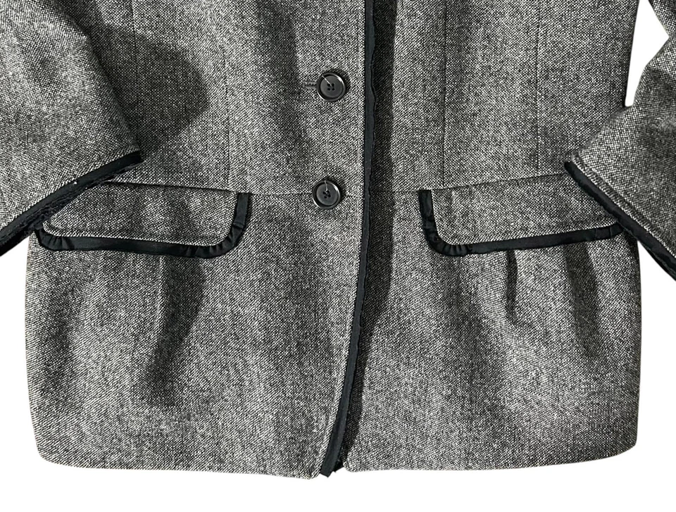 Chaqueta Blazer LOFT Mujer 2 Mezcla de Lana Gris Tweed Botón Delantero Manga 3/4 Forrada Foto 4 de 4