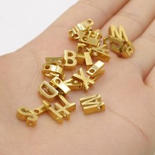 Stainless Steel Capital Alphabet Small Hole Beads Charm DIY Necklace Supply Gold