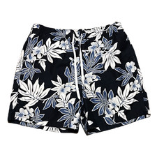 Merona Swim Trunks  Sz XL  Dark Blue  White  Draw Strings  Floral