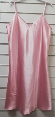 LADIES PINK QUALITY PLUS SIZE SATIN CHEMISE SLIP NIGHTDRESS UK SIZES 8-34