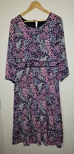 TALBOTS $249 PINK WHITE BLUE FLOWERS GEORGETTE GODET SKIRT FIT & FLARE DRESS 12 