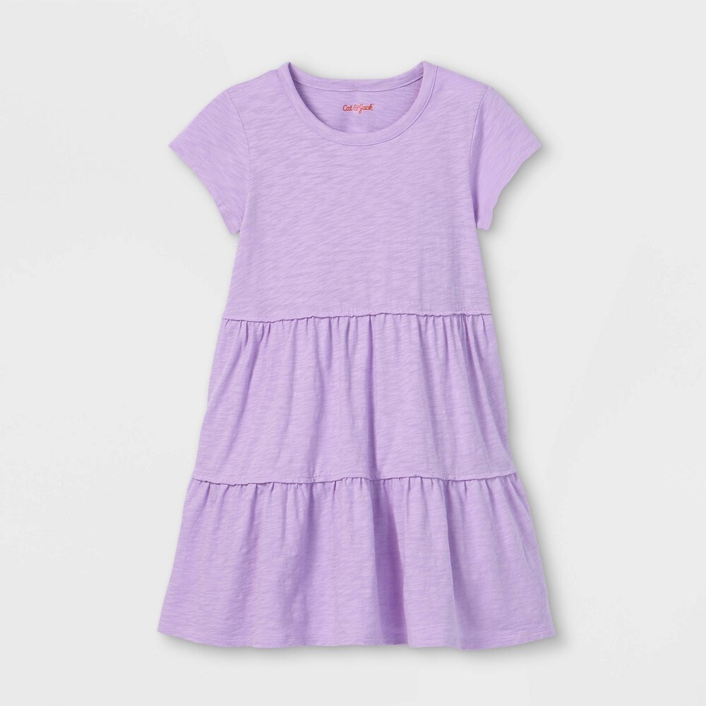 cat and jack purple dress Girls' Tiered Knit Dress