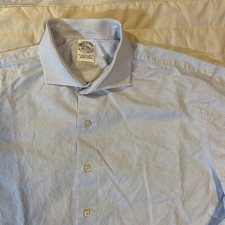 VTG Brooks Brothers Shirt Mens 17 34 Blue Mini Check Long Sleeve Button Down USA