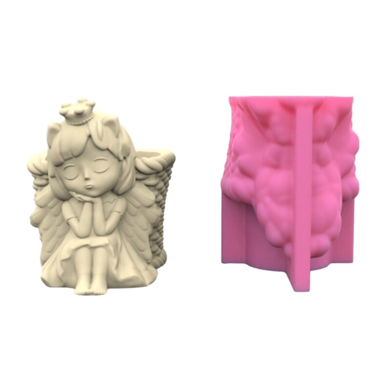Flower Pot Silicone Mold Girl Concrete Candlestick Resin Mould DIY Decor