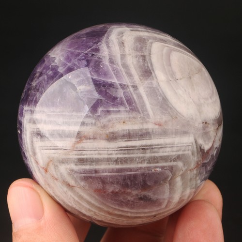 60mm Natural Dream Chevron Amethyst Quartz Crystal Sphere Ball Orb 0038 - Picture 3 of 4