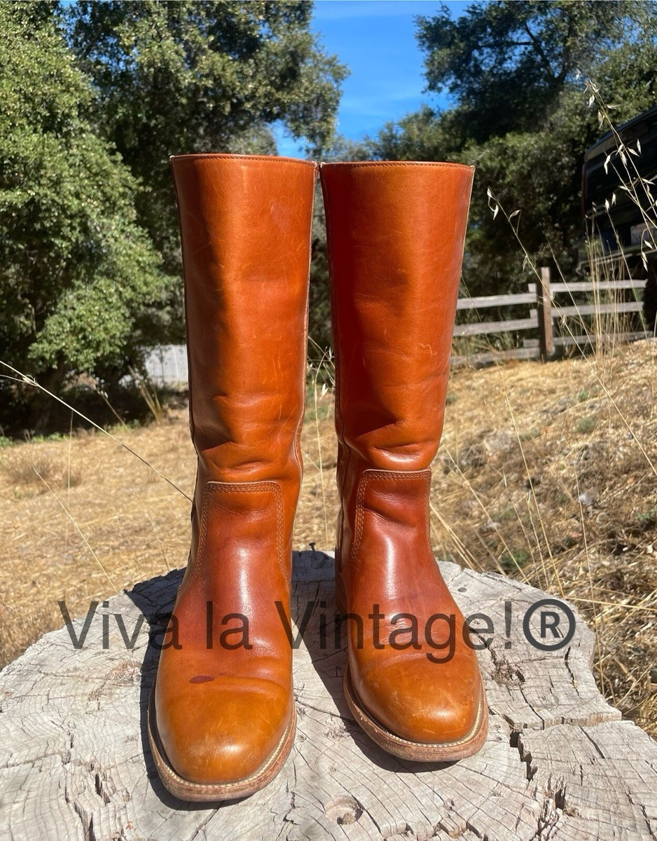 70s-80s VTG Leather FRYE Roper Boots Mens Size 7 D Cowboy Style