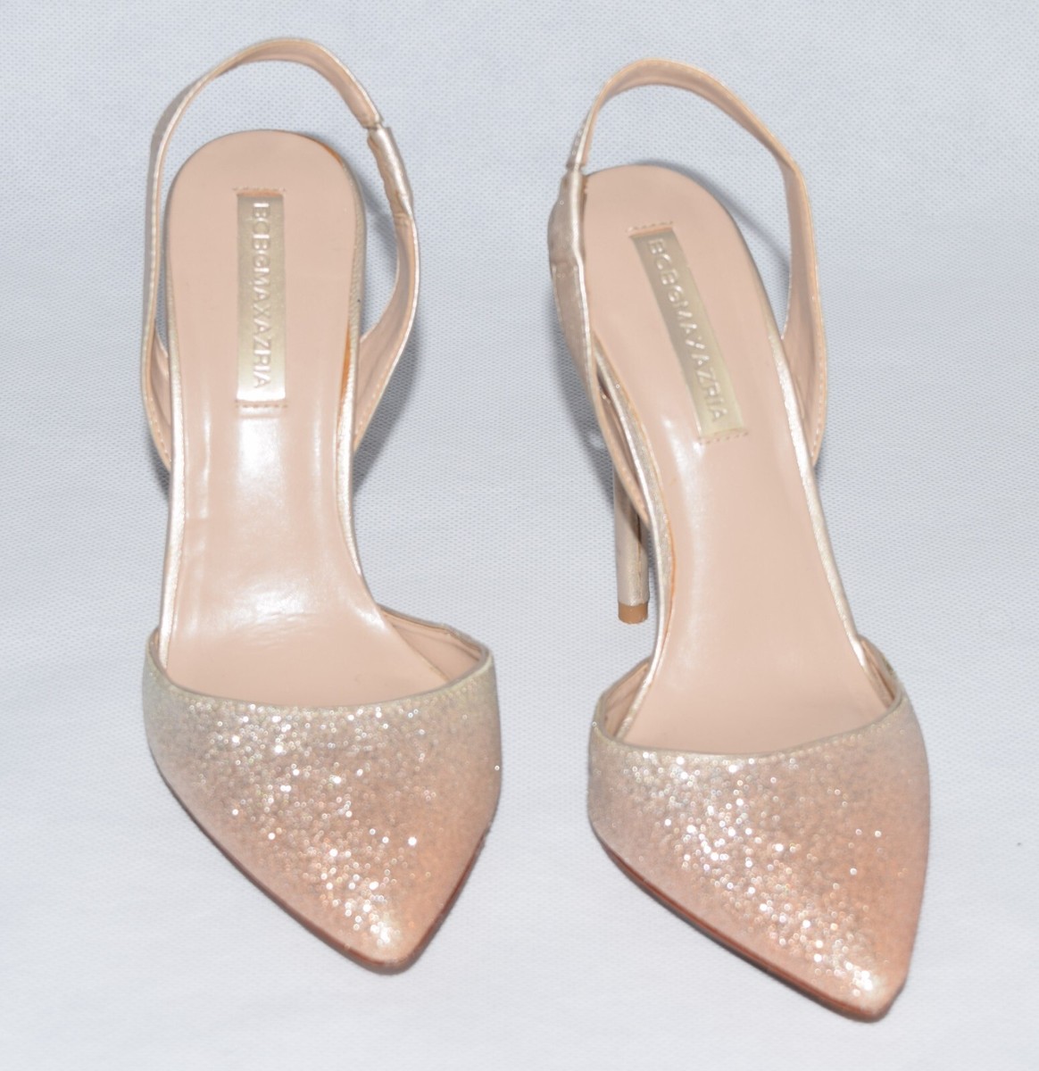 Shoes Women Pointed-Toe Slingback Pumps, Gold/Rose-Tone Glitter