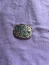 Vintage Cowgirl Cowboy Belt Buckle Silver Tone Intricate Floral Western
