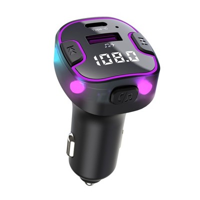 Alanph Bluetooth 5.3 Car Adapter, PD &QC3.0 Fast Charging FM Small, Purple